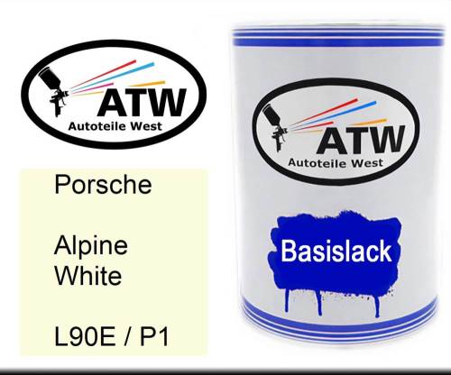 Porsche, Alpine White, L90E / P1: 500ml Lackdose, von ATW Autoteile West.